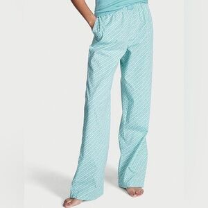 NWT VICTORIA'S SECRET Sleep Heritage Cotton Pajama Pants Blue Logo Print Size XL